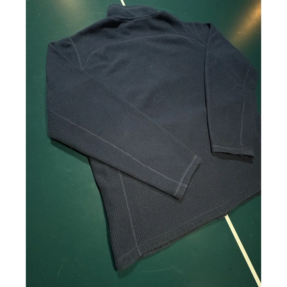 The North Face Waffle Knit Full Zip‎ Jacket Men's Large Navy Blue Fleece